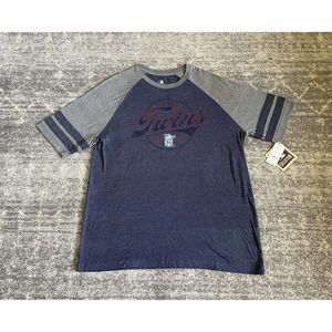 MLB Mens XL Shirt Twins Short Sleeve Blue Gray Stripe Baseball NWT O3